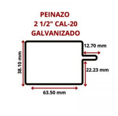 PEINAZO GALV. CAL -- 20 -- 2 1/2 63.5 MM